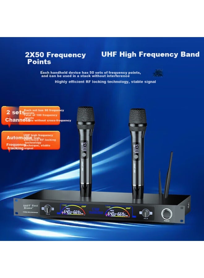 Sast Dual Wireless Microphone System, Uhf Range, Professional Karaoke Microphone For Home Ktv Singing, Conference Hosting, And Professional Microphone For Ktv Sound System - Image 2