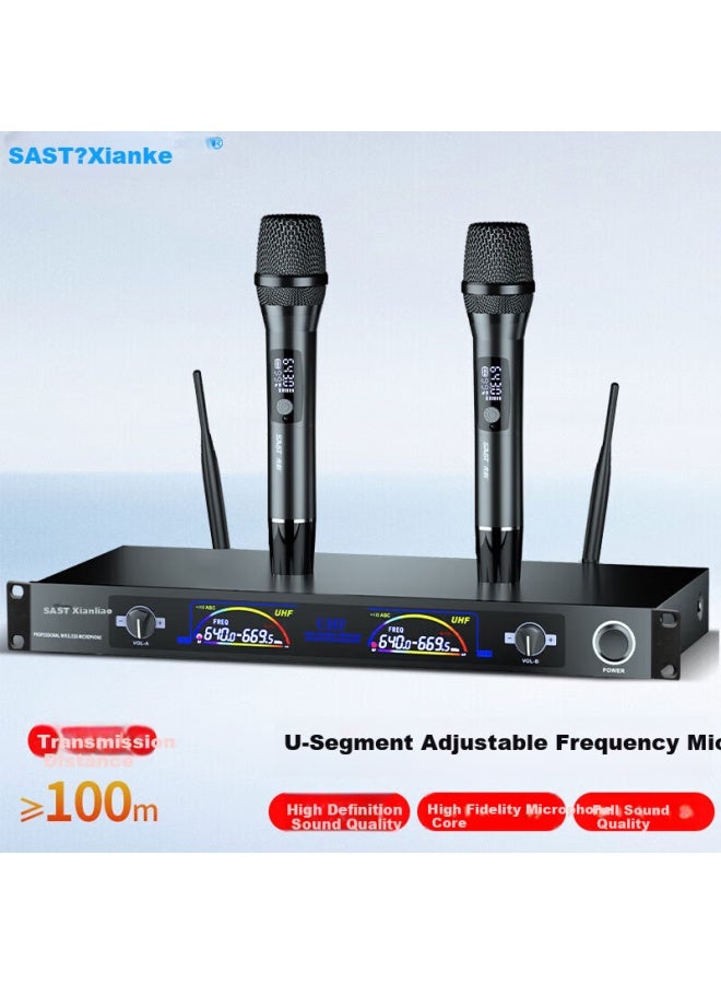 Sast Dual Wireless Microphone System, Uhf Range, Professional Karaoke Microphone For Home Ktv Singing, Conference Hosting, And Professional Microphone For Ktv Sound System - Image 1
