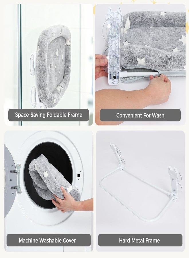 اتش او ام آي أم بي أرجوحة نافذة للقطط من هوميمب، أرجوحة نافذة لاسلكية للقطط تُثبت على الحائط مع 4 أكواب شفط قوية، إطار معدني صلب وغطاءين قابلين للاستبدال، سرير قابل للطي للقطط الكبيرة والقطط الصغيرة، مقعد داخلي للحيوانات الأليفة، رمادي كبير - Image 4