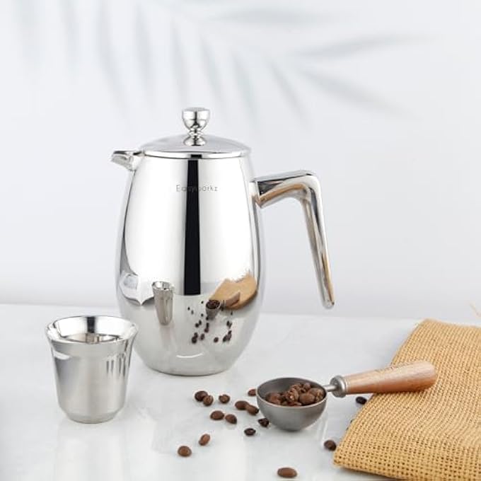 EASYWORKZ Nando French Press 1000Ml Double Wall Insulated Thermal Coffee Maker304 Stainless Steel Cafetiere - Image 5