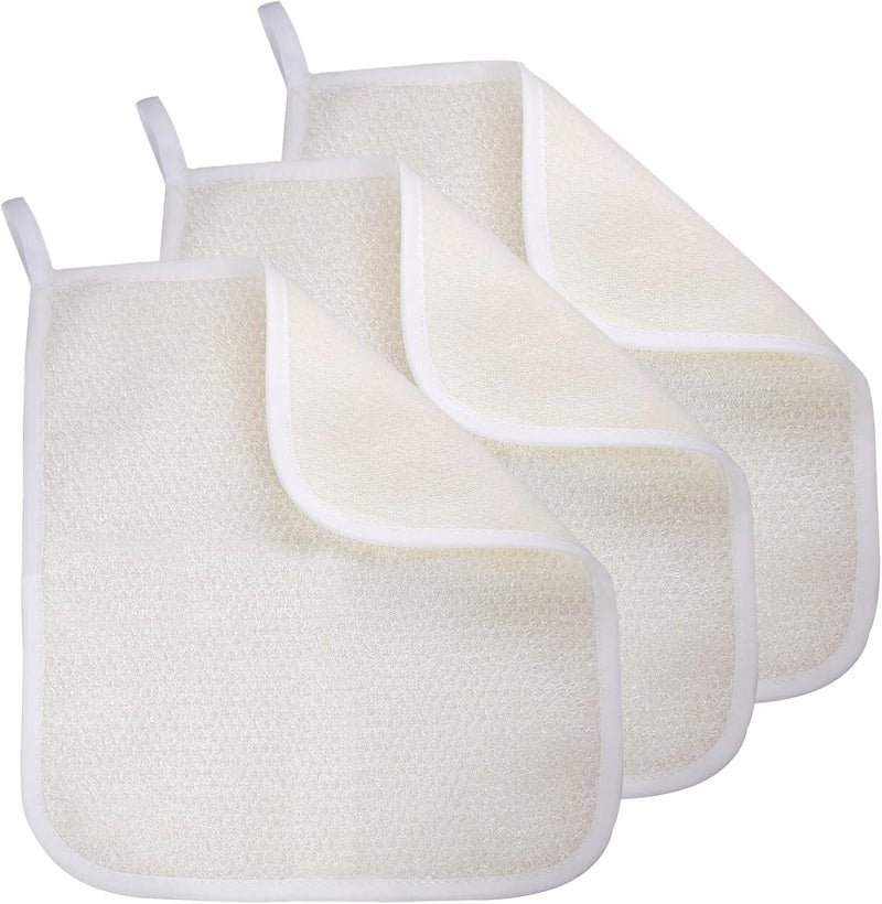GigaGround Exfoliating Washcloth (3 Pack), Shower Cloth for Body and Face Exfoliator Scrubber, Two Sides Exfoliate Shower Rag Wash Cloths Nylon Cotton Loofah Sponge Scrub Towel estropajos para el cuerpo - Image 1
