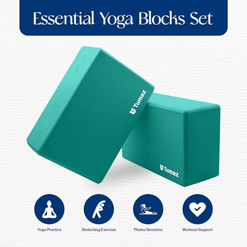 Tumaz Yoga Blocks 2 Pack Set High DensityLightweight EVA Foam and NonSlip Natural Cork Blocks Premium Set EBook Included - Image 3