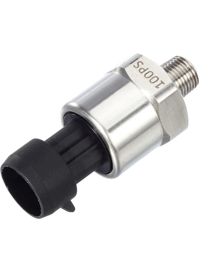 AUTEX Pressure Transducer Sensor 100 Psi Pressure Sender 316 Stainless Steel Oil Pressure Transmitter 1/8" -27 NPT For Oil Fuel Air Water Pressure  - Image 1