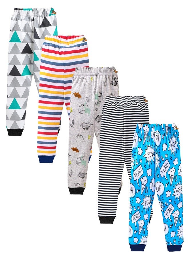 Kidbee Baby Boys & Gilrs Cotton Pajama Track Pants (Regular Loose Fit) (Set of 5) (7-8 Years, Boys-Color-5PC-RIB) - Image 1