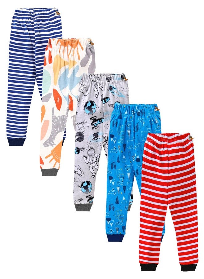 Kidbee Baby Boys & Gilrs Cotton Pajama Track Pants (Regular Loose Fit) (Set of 5) (7-8 Years, Boys-Color-5PC-RIB) - Image 2