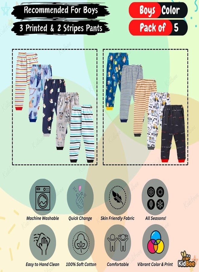 Kidbee Baby Boys & Gilrs Cotton Pajama Track Pants (Regular Loose Fit) (Set of 5) (7-8 Years, Boys-Color-5PC-RIB) - Image 5