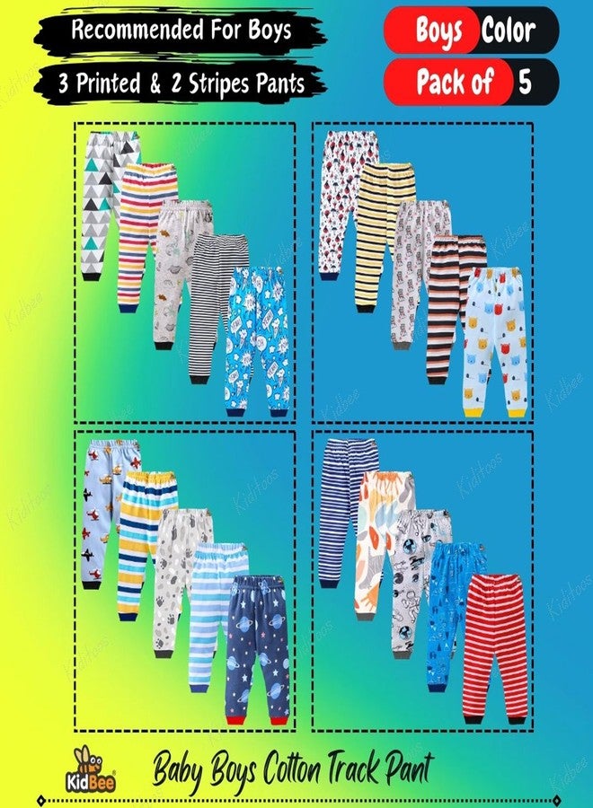 Kidbee Baby Boys & Gilrs Cotton Pajama Track Pants (Regular Loose Fit) (Set of 5) (7-8 Years, Boys-Color-5PC-RIB) - Image 3
