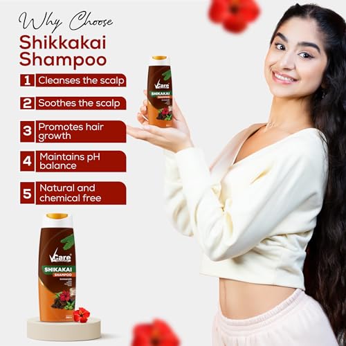 VCare Shikakai Shampoo Enriched With Amla | Hibiscus| Aloevera | Neem -200ml/6.7 Fl Oz - Image 5
