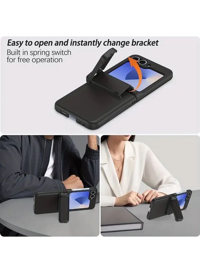 غطاء Samsung Galaxy Z Flip 6 - وردي فاتح مع حامل بطاقات وحماية للمفصلة - Image 4