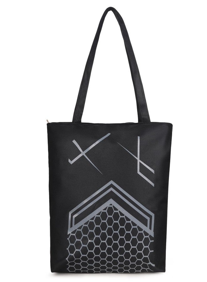 Nexeura Trendy Polyester Tote Bag for Women | Stylish Handbag with Modern Print | Lightweight Shoulder Bag for Girls | Large Capacity Eco-Friendly Reusable Shopping Tote | Durable Daily Use Bag (BLACK) - Image 1
