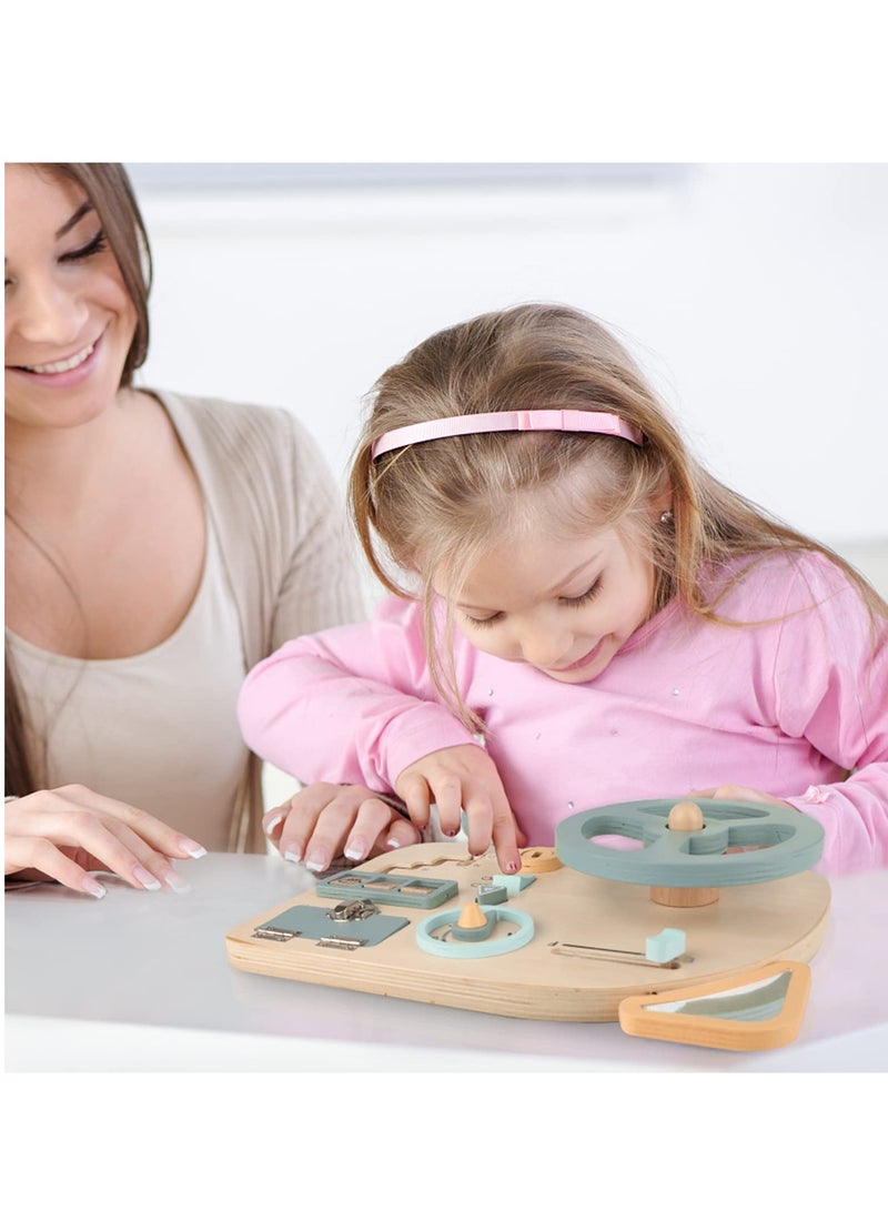 SOLARAE Wooden Steering Wheel Toy for Toddlers 1-3, Sensory Busy Board for Travel, Educational Activity Board to Enhance Fine Motor Skills. Perfect for Learning and Play! - Image 4