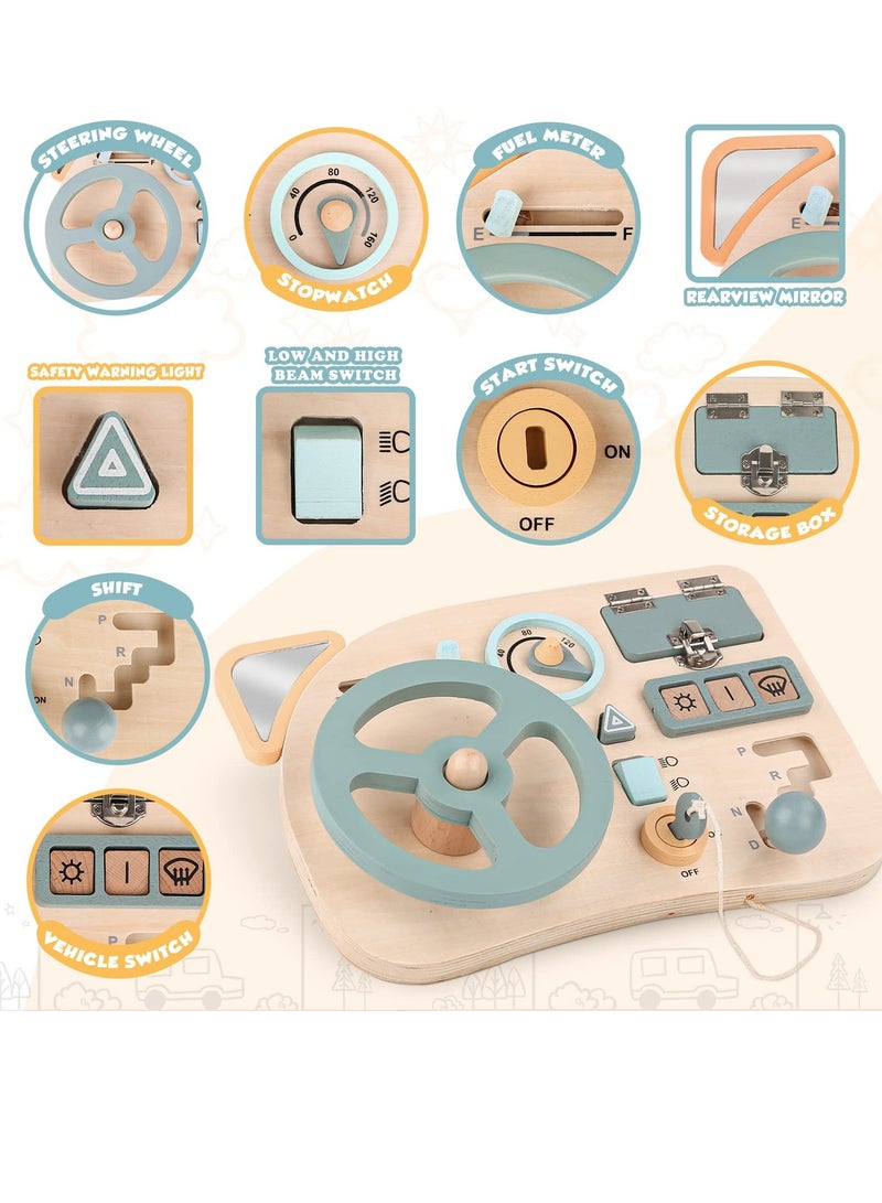 SOLARAE Wooden Steering Wheel Toy for Toddlers 1-3, Sensory Busy Board for Travel, Educational Activity Board to Enhance Fine Motor Skills. Perfect for Learning and Play! - Image 2