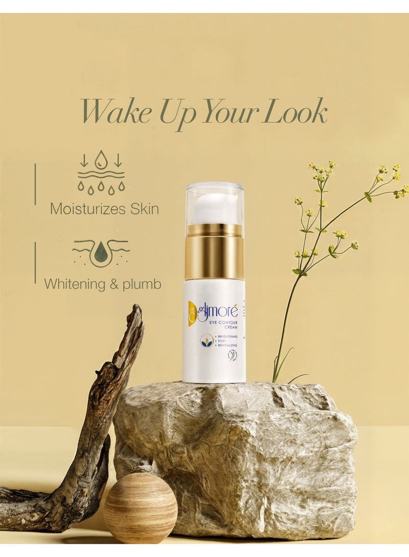 Glimore Eye Contour Cream 15 ml – Dark Circles, Puffiness & Fine Lines – Hydrating Formula with Rosa Moschata, Borage, Vitamin C & E, Sodium Hyaluronate – Lightweight Day & Night Eye Treatment for All Skin Types - Image 3