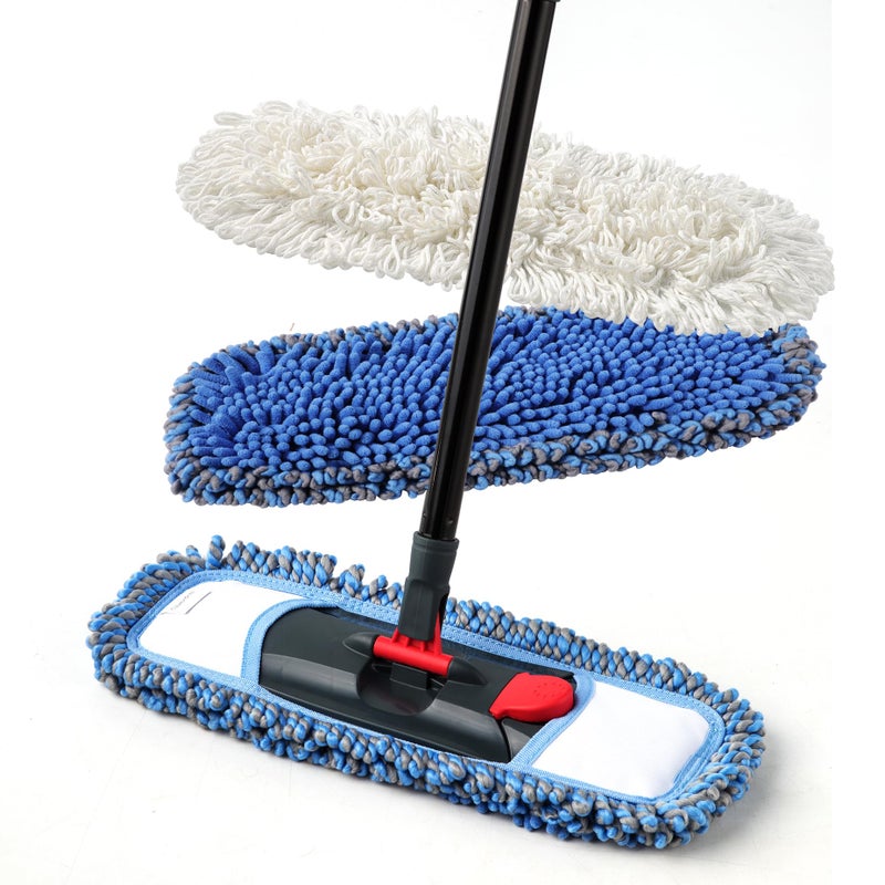 CLEANHOME Dust Mop for Floor Cleaning Microfiber Professional Dry  Wet Flat Mops for Tile Floors with a Extra Chenille Refill Mopping Pad for HardwoodTileMarble Floor