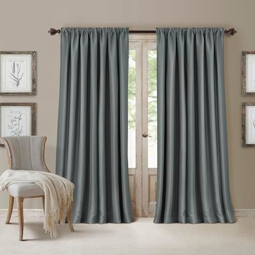 Elrene Home Fashions All Seasons Energy Efficient Room Darkening Rod Pocket Window Panel, 52" x 84" (1), Dusty Blue - Image 1