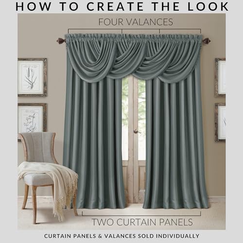 Elrene Home Fashions All Seasons Energy Efficient Room Darkening Rod Pocket Window Panel, 52" x 84" (1), Dusty Blue - Image 3