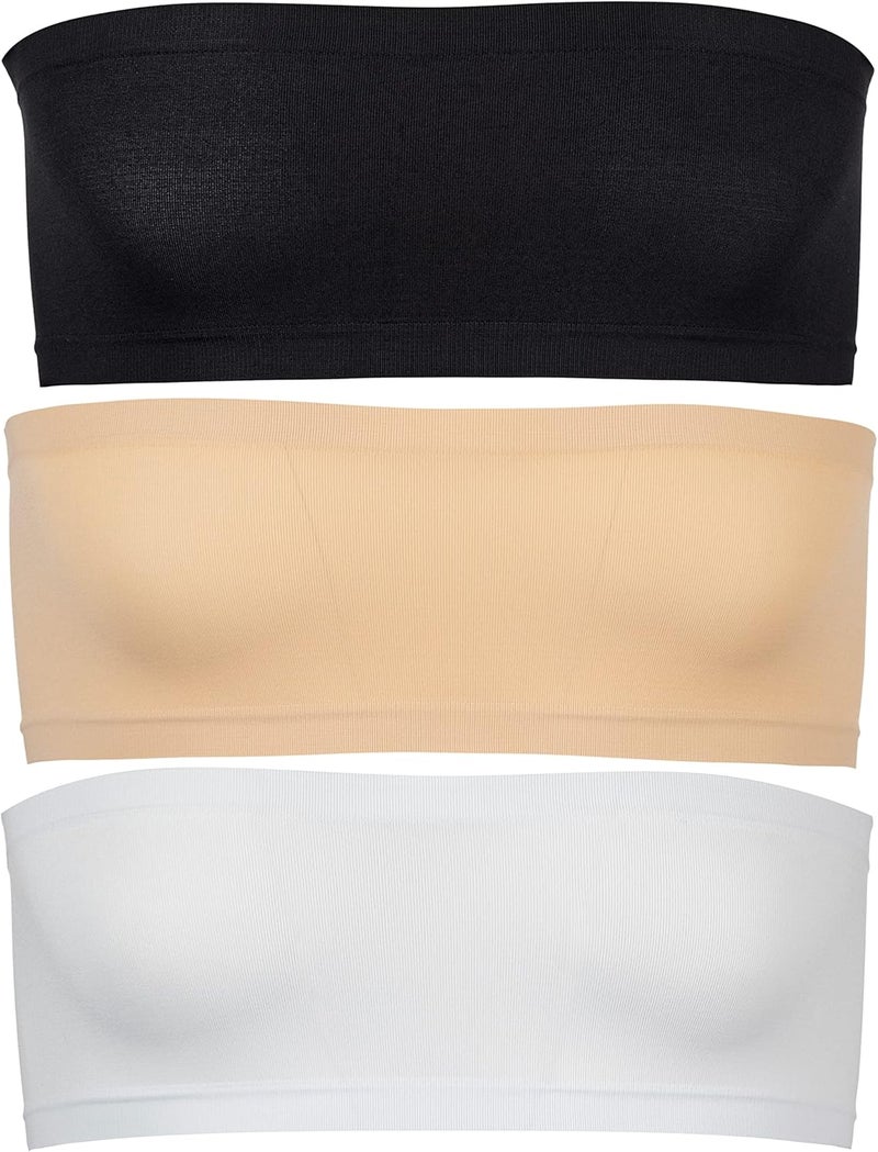 Popular Girls Strapless Bandeau Bra - Seamless Girls Training Bras for Teens. Sports Tube Top Bra 8-14 Age. 3 Pack - Image 1