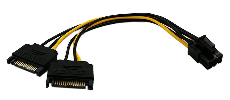 zdyCGTime 6-Inch 6 Pin PCI to 15Pin SATA Power Splitter Express Video Card Power Cable Adapter - Image 1