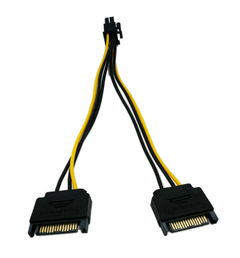 zdyCGTime 6-Inch 6 Pin PCI to 15Pin SATA Power Splitter Express Video Card Power Cable Adapter - Image 3