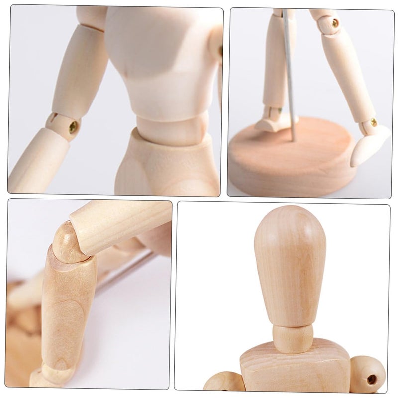 2Pcs Articulated Wooden Artist Mannequin Puppet For Drawing Sketch 12cm - Image 4