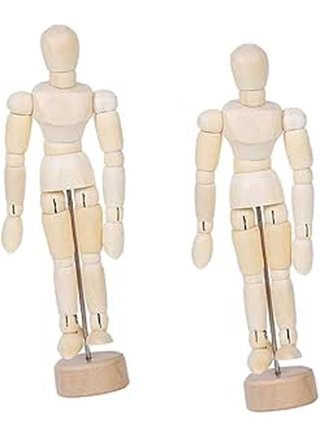 2Pcs Articulated Wooden Artist Mannequin Puppet For Drawing Sketch 12cm - Image 1
