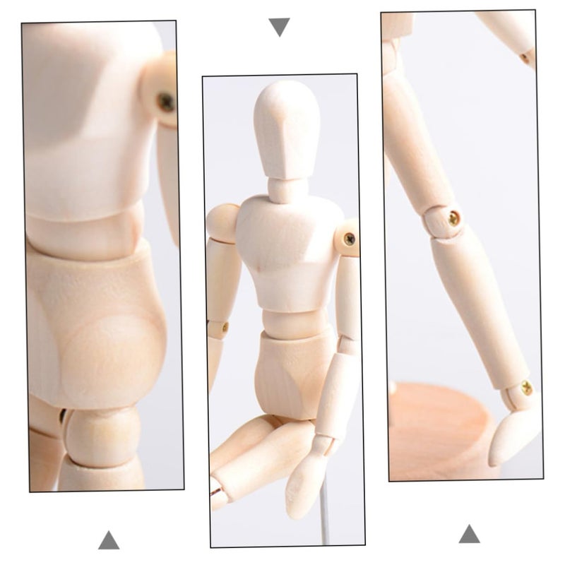 2Pcs Articulated Wooden Artist Mannequin Puppet For Drawing Sketch 12cm - Image 5