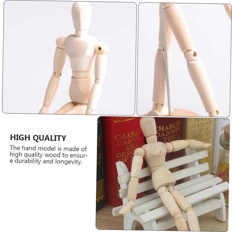 2Pcs Articulated Wooden Artist Mannequin Puppet For Drawing Sketch 12cm - Image 3