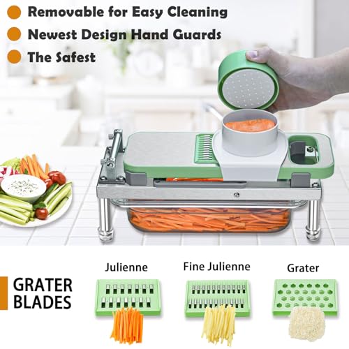 Moeuonb Stainless Steel Vegetable Chopper with 10 Blades - Mandoline Slicer-Pro Food Chopper with Container - Veggie Salad Onion Chopper - Potato Dicer - Tomato Cutter - Cheese Grater - Image 4