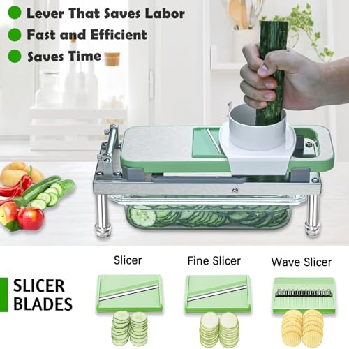 Moeuonb Stainless Steel Vegetable Chopper with 10 Blades - Mandoline Slicer-Pro Food Chopper with Container - Veggie Salad Onion Chopper - Potato Dicer - Tomato Cutter - Cheese Grater - Image 3