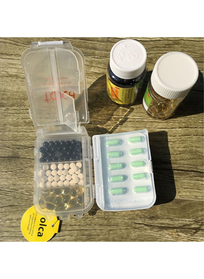 Three-section Medicine Box Portable Medicine Box Memo Medicine Box Foldable 8-cell Small Medicine Box elry Parts Box Transparent Box Storage