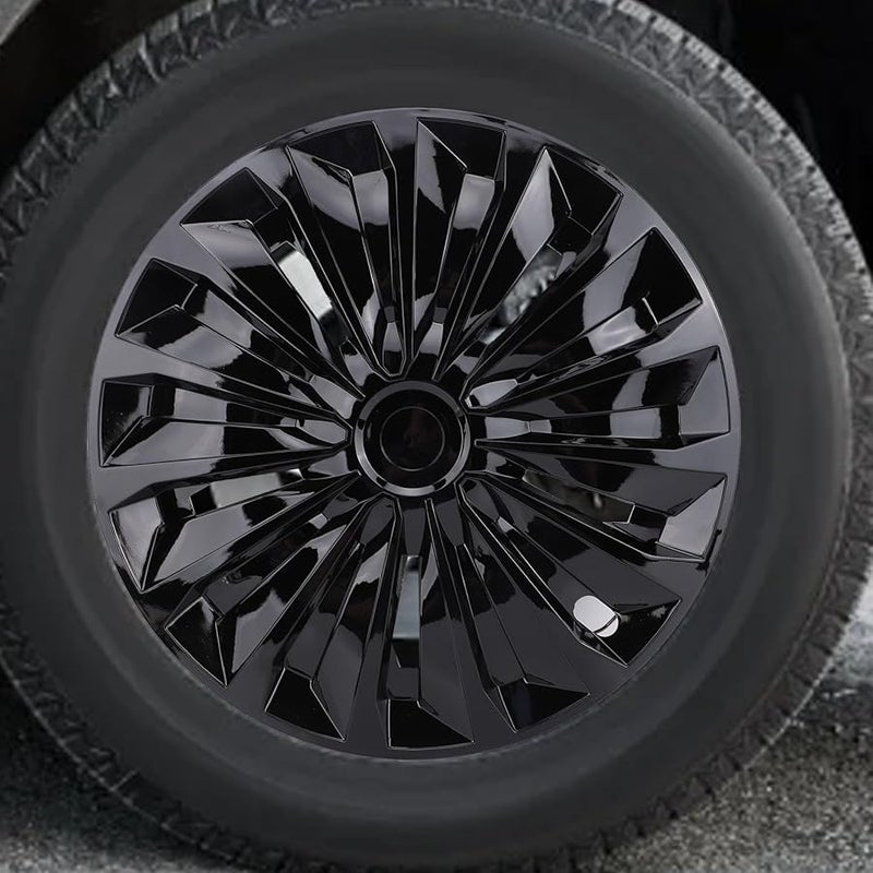 أغطية العجلات السوداء 15 بوصة 4 قطع مناسبة عالميًا لمعظم السيارات والشاحنات وسيارات الدفع الرباعي - Image 3