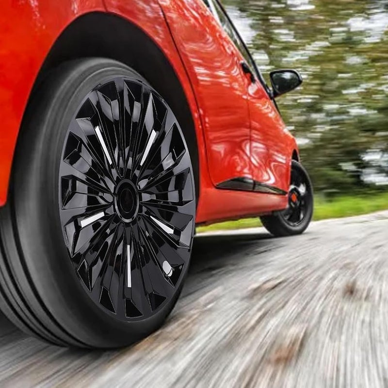 أغطية العجلات السوداء 15 بوصة 4 قطع مناسبة عالميًا لمعظم السيارات والشاحنات وسيارات الدفع الرباعي - Image 4