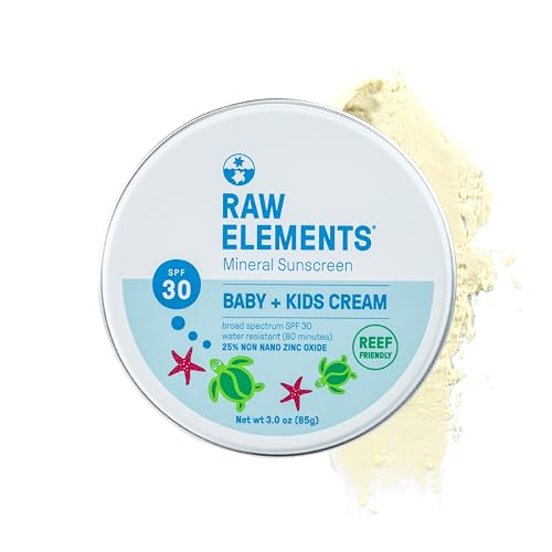 Raw Elements Baby & Kids SPF 30 Organic Sunscreen Tin, Non-Nano Zinc Oxide, Reef-Safe, Cruelty-Free, Gluten & Nut Free, Travel Sunblock 3.0 oz - Image 1