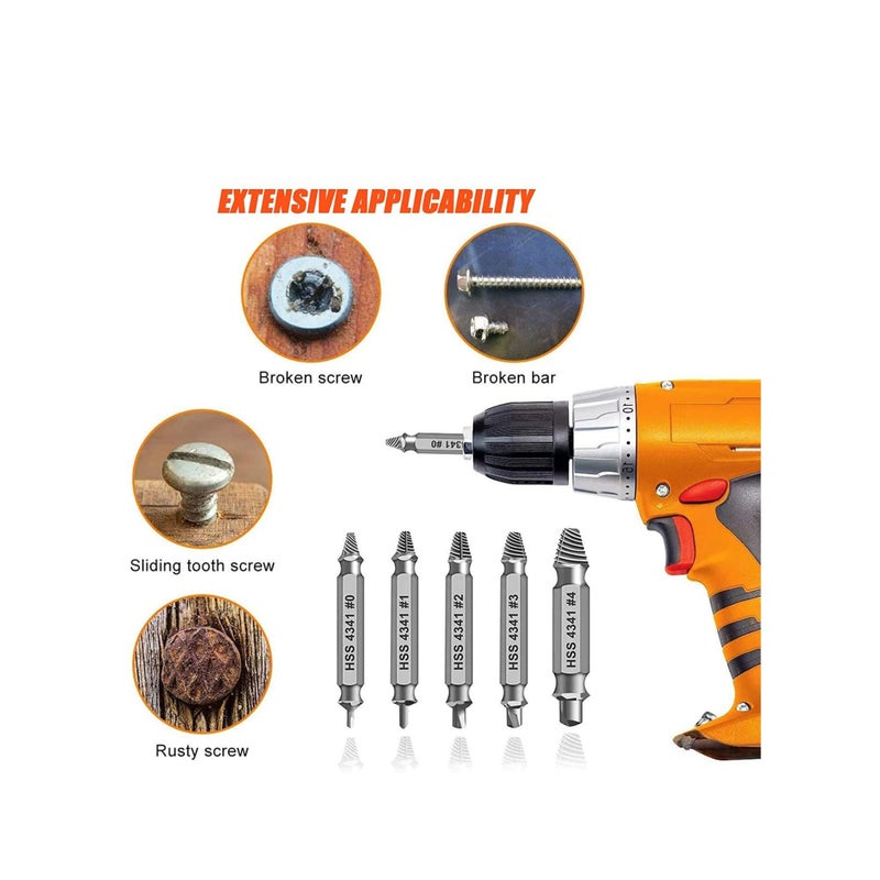 SOLARAE 5 PCS High Speed Steel Hexagon Socket Set Screw Removal Kit Damaged Wire Stripping Screw Extractor Kit for Damaged Screw Extractor Kit - Image 5