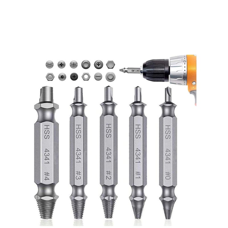 SOLARAE 5 PCS High Speed Steel Hexagon Socket Set Screw Removal Kit Damaged Wire Stripping Screw Extractor Kit for Damaged Screw Extractor Kit - Image 1