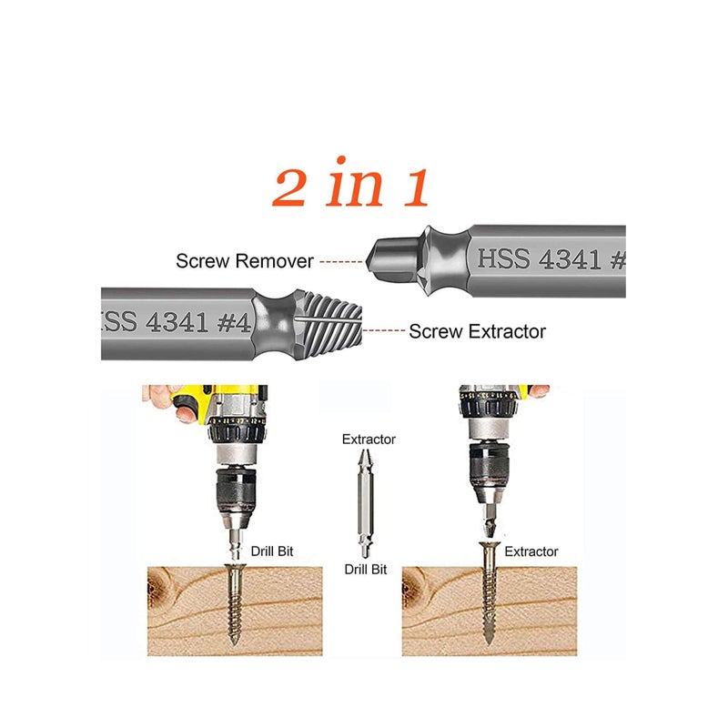 SOLARAE 5 PCS High Speed Steel Hexagon Socket Set Screw Removal Kit Damaged Wire Stripping Screw Extractor Kit for Damaged Screw Extractor Kit - Image 4