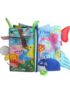 Generic Baby Baby Animal Tail Cloth Book Marine Animal World Palm Book Early Education Science And Education Toy 5 Pages 10 Faces-Color:3977-1 Jungle Animals -0.075kg  - Image 5