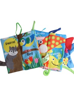 Generic Baby Baby Animal Tail Cloth Book Marine Animal World Palm Book Early Education Science And Education Toy 5 Pages 10 Faces-Color:3977-1 Jungle Animals -0.075kg  - Image 3