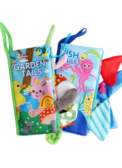 Generic Baby Baby Animal Tail Cloth Book Marine Animal World Palm Book Early Education Science And Education Toy 5 Pages 10 Faces-Color:3977-1 Jungle Animals -0.075kg  - Image 2