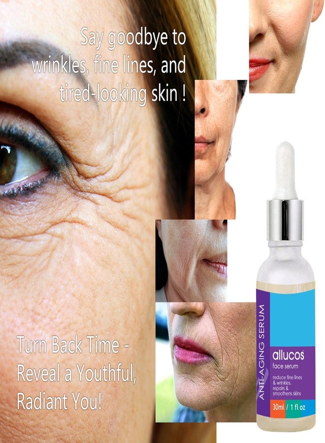 ALLUCOS Anti Aging Serum - Reduce Wrinkles, Fine Lines & Dark Spots - Hydrating & Firming Face Serum for Youthful Skin | Men and Women | Sulphate & Paraben-free | - 30ml - Image 4