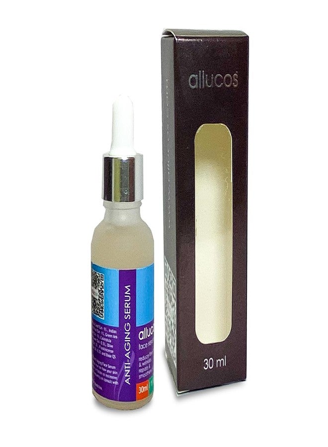 ALLUCOS Anti Aging Serum - Reduce Wrinkles, Fine Lines & Dark Spots - Hydrating & Firming Face Serum for Youthful Skin | Men and Women | Sulphate & Paraben-free | - 30ml - Image 3