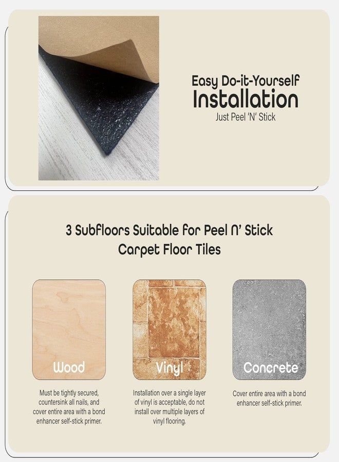 أكيم بلاط أرضيات سجاد ذاتي اللصق من نيكسوس، مقاس 12 بوصة، 12 بلاطة - 12 بوصة × 12 بوصة، لون بني فاتح - سهل التركيب والإزالة، أرضيات يمكنك تركيبها بنفسك للمطبخ وغرفة الطعام وغرف النوم والحمامات من آخيم هوم ديكور - Image 4