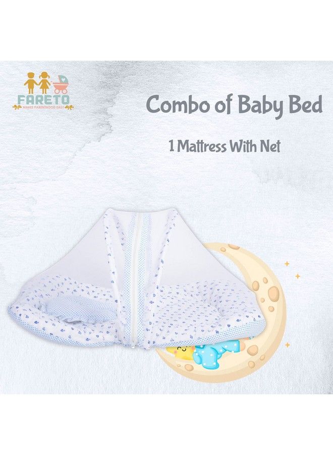 FARETO شبكة ناموسية قطنية للأطفال (بيضاء وزرقاء 06 أشهر) - Image 3