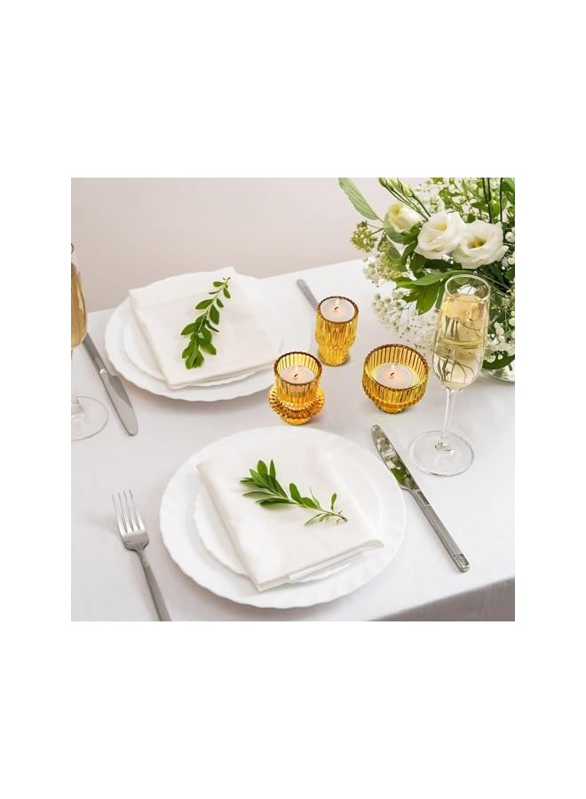 The Bros Glass Candle Holders, Set of 3 Ribbed Glass Candlesticks, Vintage Crystal Tealight Taper Candle Container Stand for Christmas Decorations Table Centerpieces Festival, Wedding Dinner Party (Amber) - Image 5