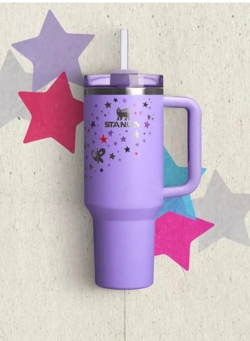 Stanley 40oz Quencher H20 Flowstate Stainless Steel Vacuum Insulated Tumbler with Lid and Straw for Water, Iced Tea or Coffee, Smoothie and More, Cream (Purple) - Image 4