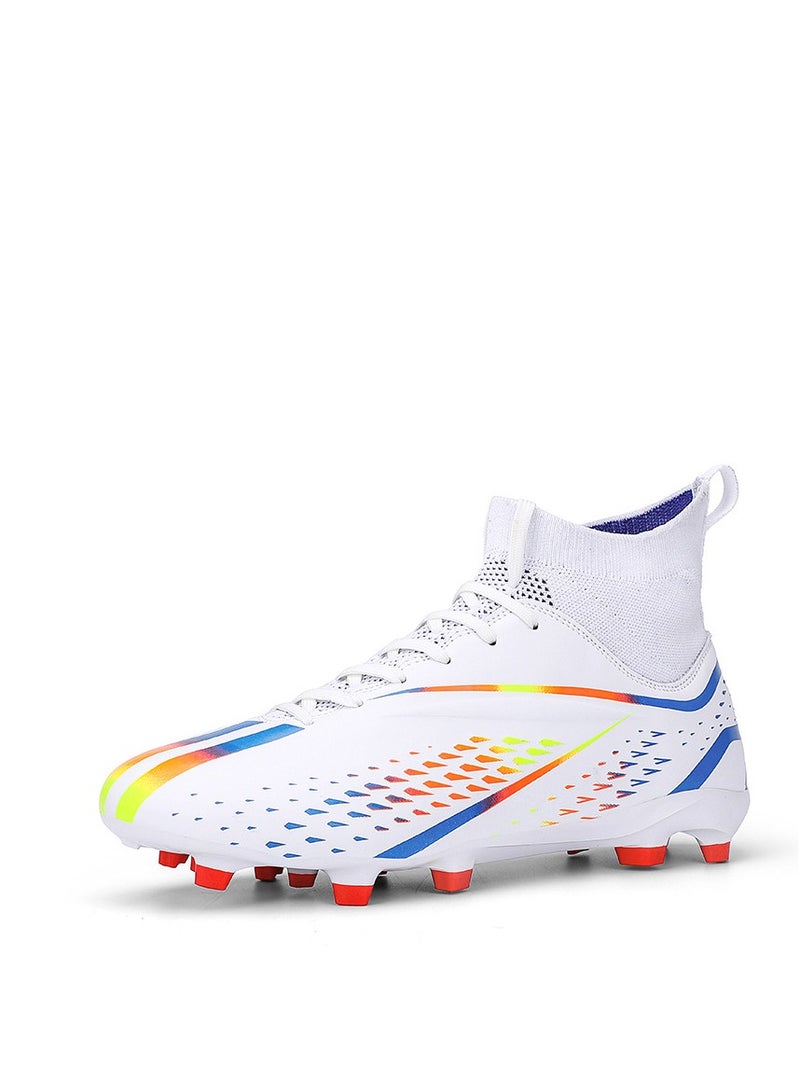 xozgdovg Spike sneakers TF training shoes Football shoes non-slip(Spike bright white)  - Image 1