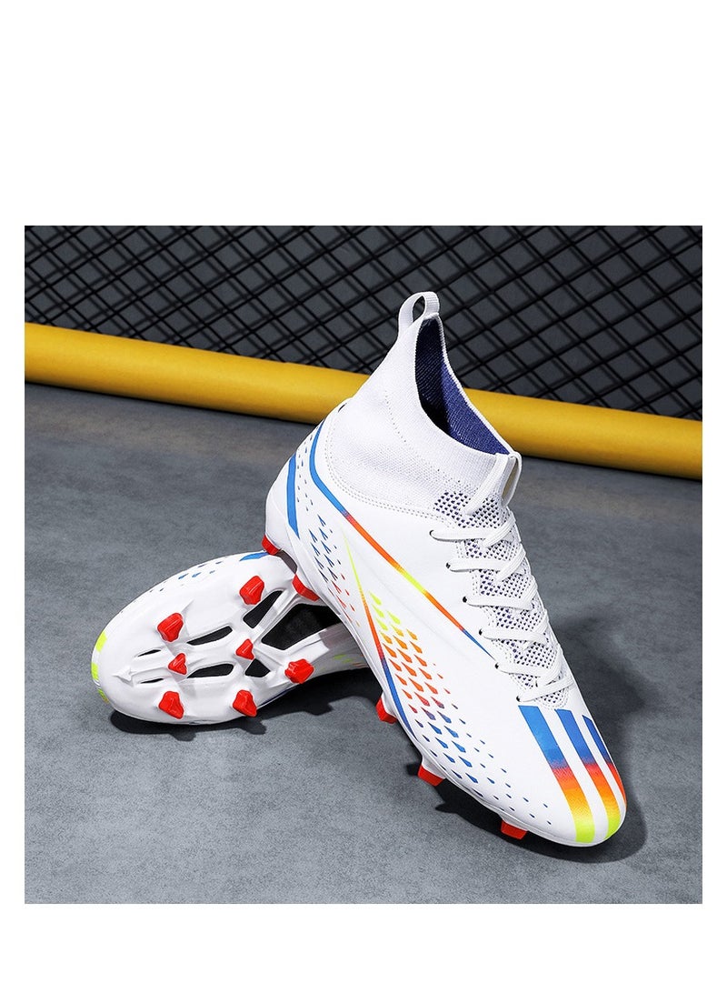 xozgdovg Spike sneakers TF training shoes Football shoes non-slip(Spike bright white)  - Image 2