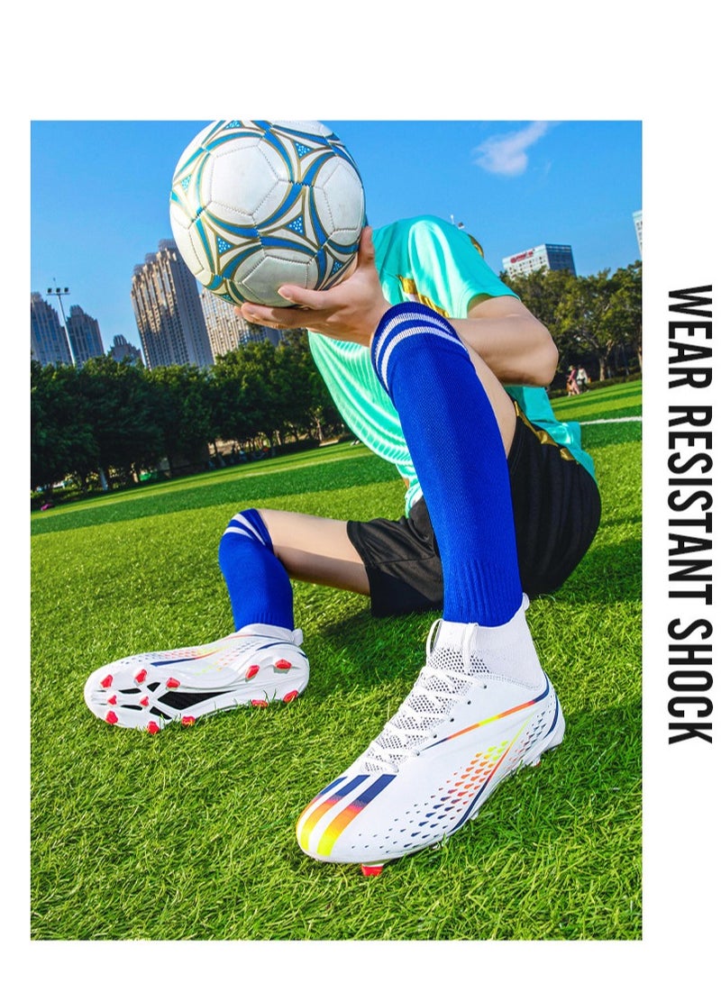 xozgdovg Spike sneakers TF training shoes Football shoes non-slip(Spike bright white)  - Image 3