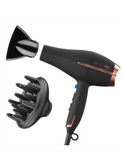 INFINITIPRO BY CONAIR Hair Dryer, 1875W AC Motor Pro Hair Dryer with Ceramic Technology, Includes Diffuser and Concentrator, Black
