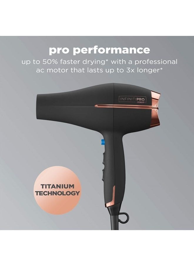CONAIR - INFINITIPRO BY CONAIR Hair Dryer, 1875W AC Motor Pro Hair Dryer with Ceramic Technology, Includes Diffuser and Concentrator, Black - Image 1